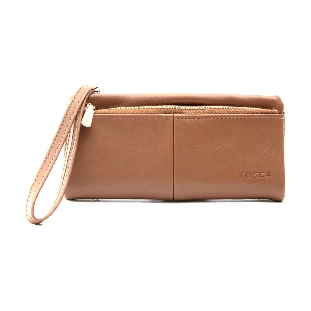 Tosca PU Wallet Gold Zipper Everyday Wristlet Clutch Purse Pumpkin Tosca