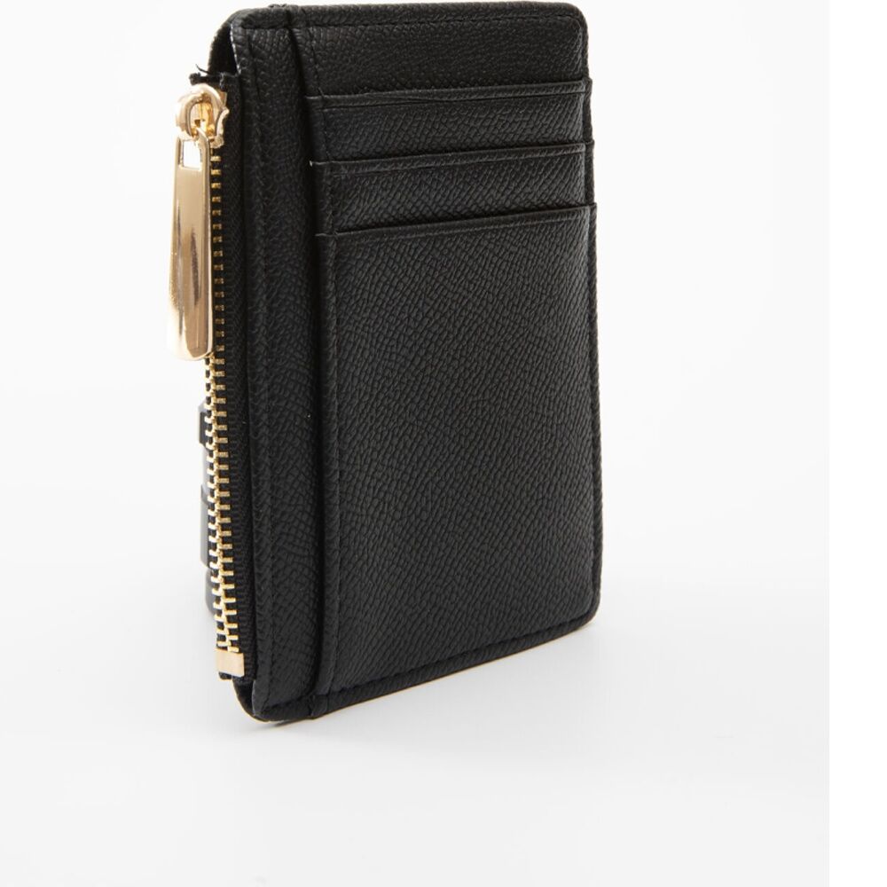 Tosca PU Wallet Textured Leather Cardholder Zip Around Slim Design Black Tosca — image 3