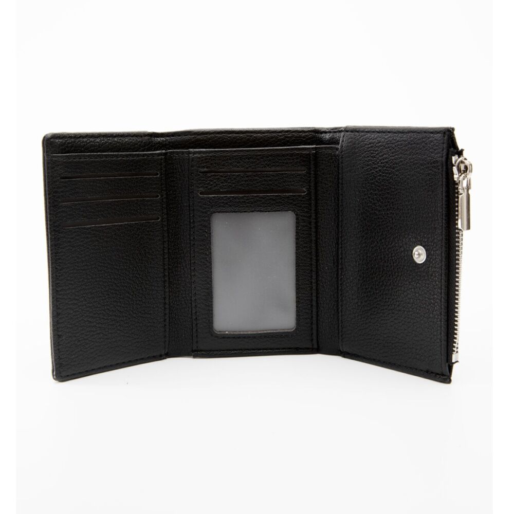 Tosca PU Wallet Textured Silver Zipper Everyday Foldable Purse Black Tosca — image 4