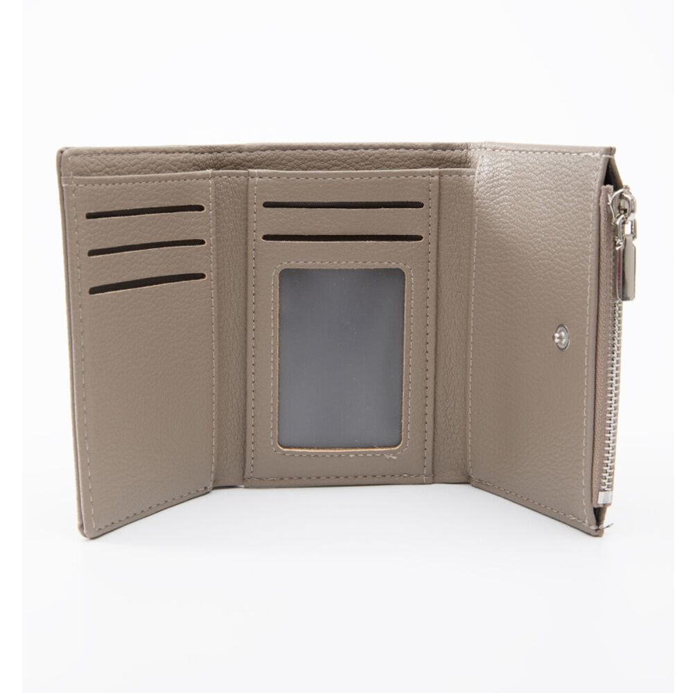 Tosca PU Wallet Textured Silver Zipper Everyday Purse Warm Taupe Beige (2 Pack) — image 4