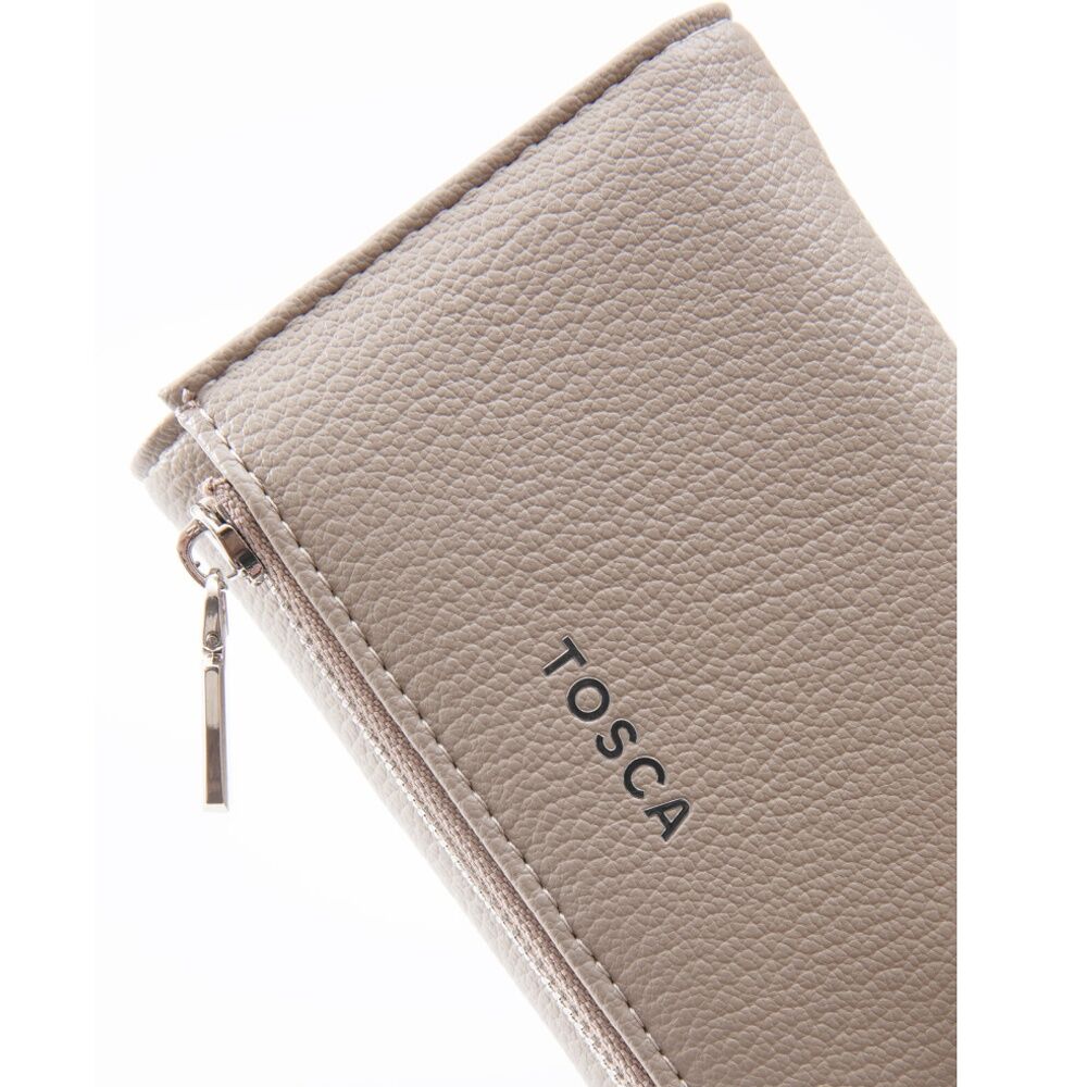 Tosca PU Wallet Textured Silver Zipper Everyday Purse Warm Taupe Beige (2 Pack) — image 6