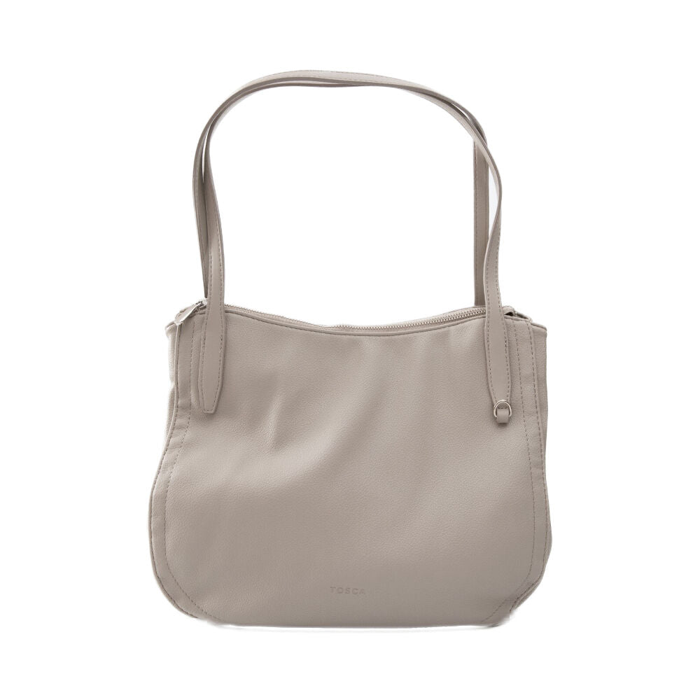 Tosca Handbag Textured Shoulder Tote Everyday Bag Zip Closure Moonstuck Beige Tosca