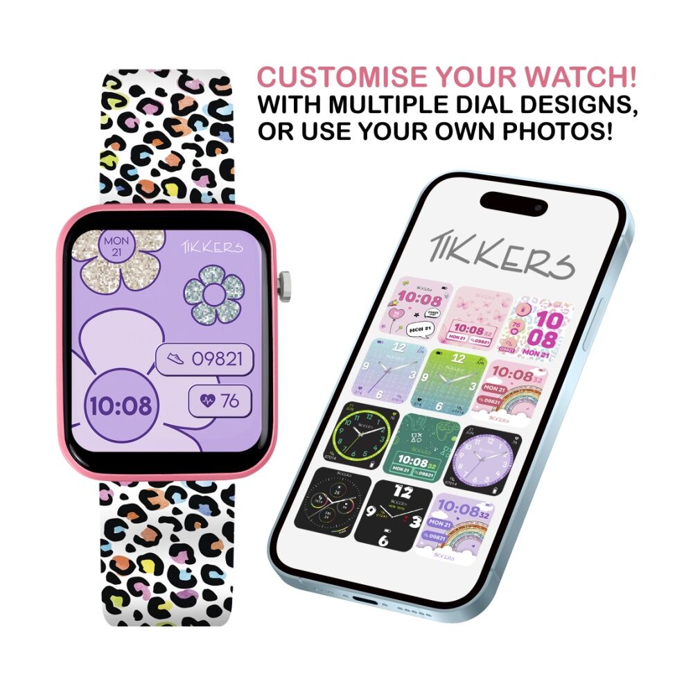 Tikkers Series 13 Leopard Print Silicone Strap Kids Smart Watch Pink Tikkers — image 4