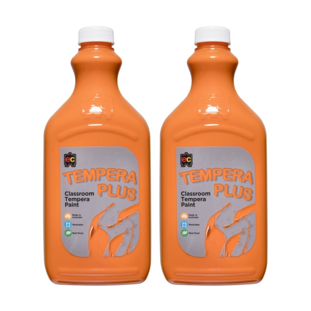 Educational Colours Tempera Plus Classroom Junior Student Paint Orange 2L (2 Pack)