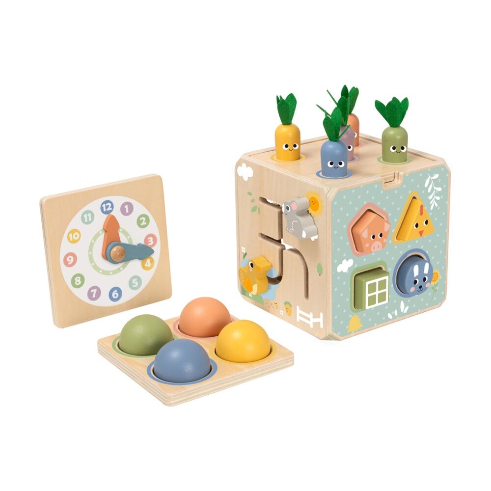 Tooky Toy Kids Toddler Wooden Activity Cube Developmental Playset 18m+