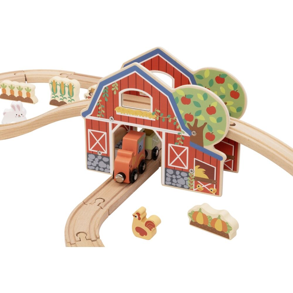 Tooky Toy Kids Children Wooden Farm Train and Animals Playset — image 5