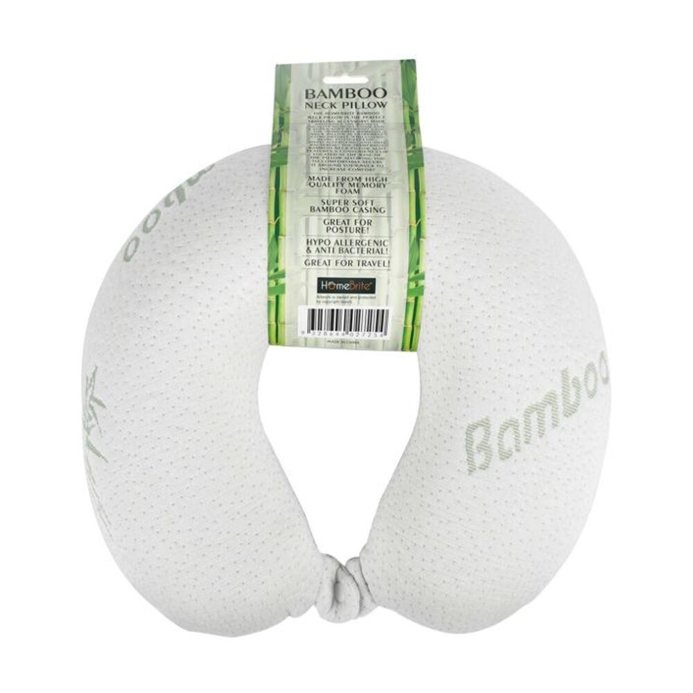 Braz White Bamboo Cooling Hypoallergenic U-Shape Travel Neck Pillow — image 2