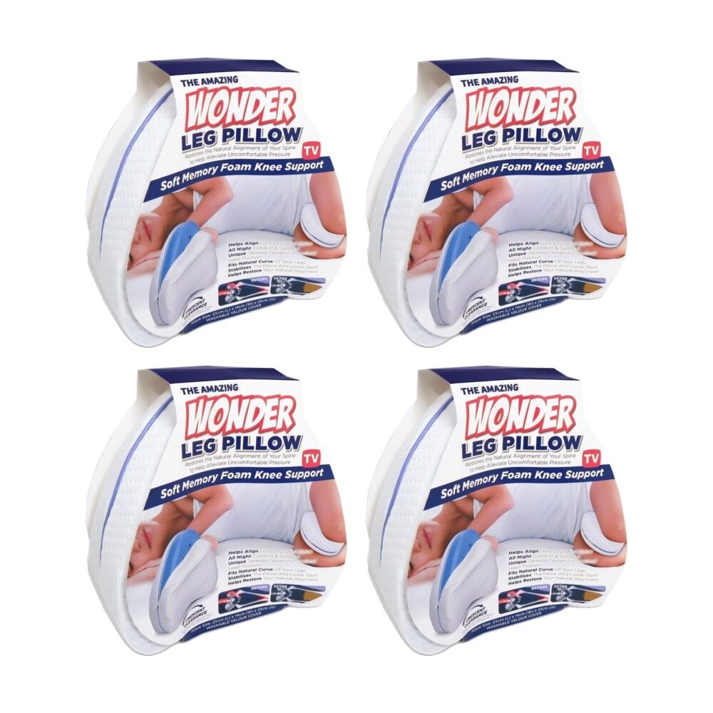 Astv The Amazing Wonder Memory Foam Leg & Knee Support Pillow White (4 Pack)