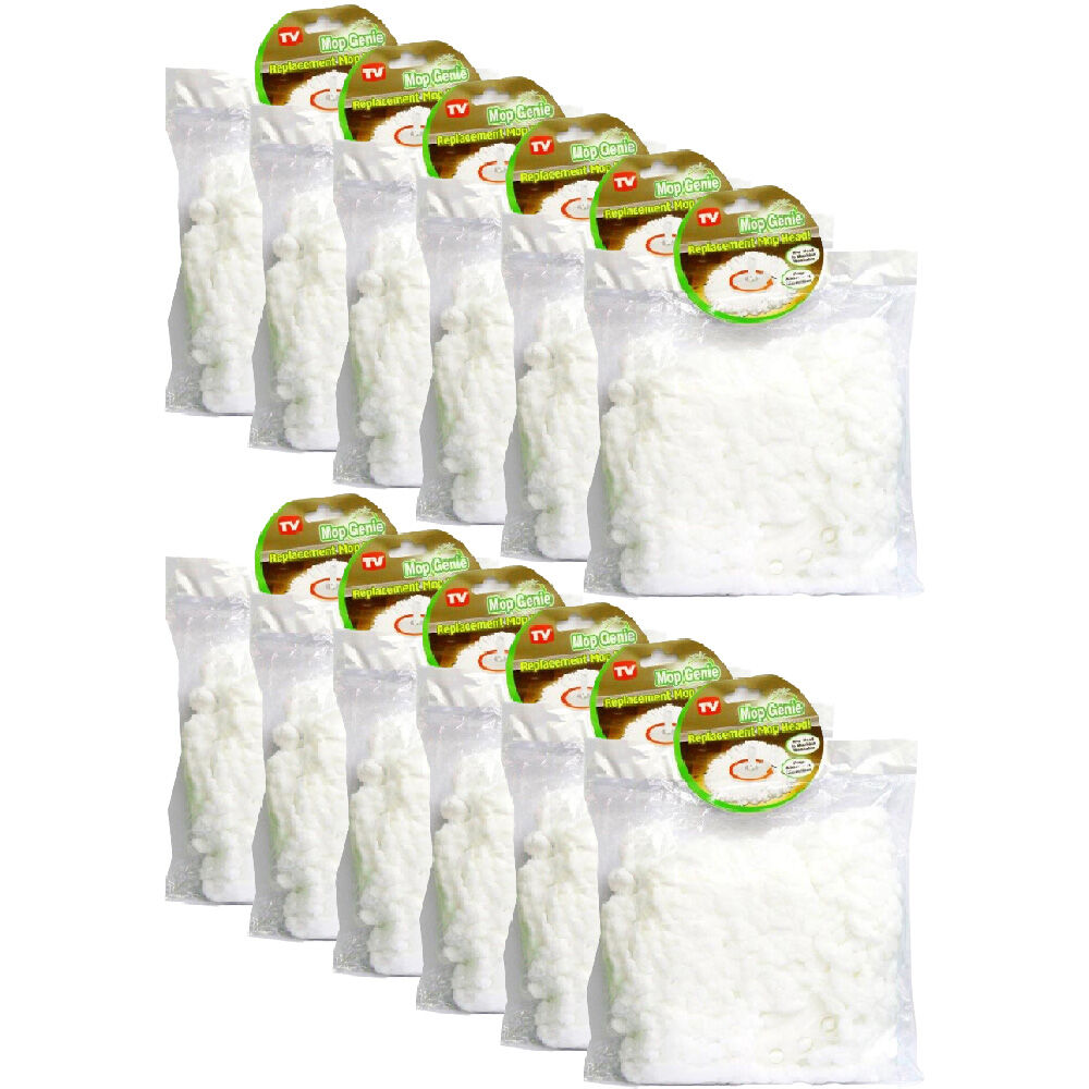 Astv Mop Genie Replacement Washable Highly Absorbent Head Soft White (12 Pack)