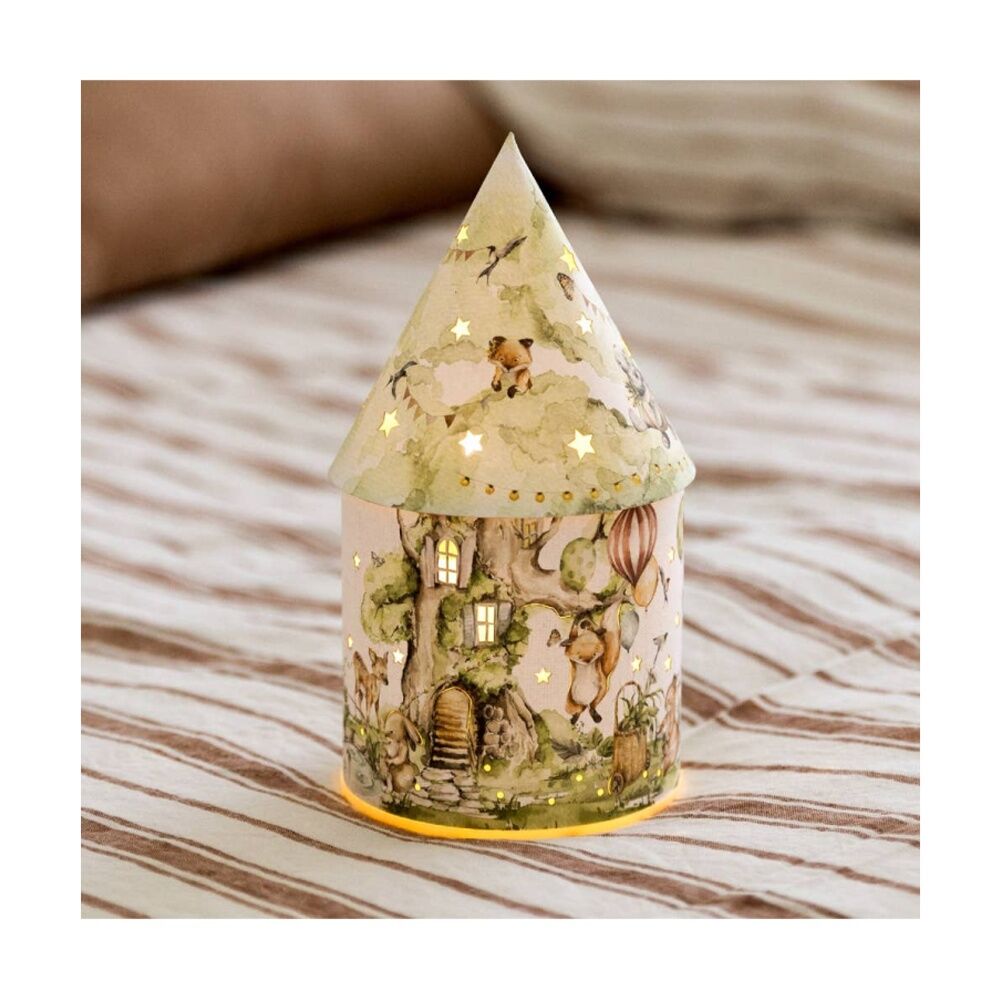 Tiny Wonders Light Up House - Soft Glowing LED Decorative House With Cut-Out Patterns - 11x11x21cm - Green White Brown — image 4