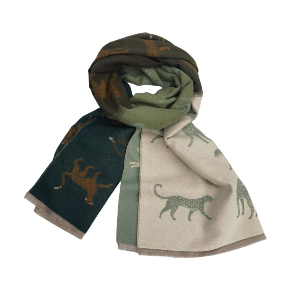 Urban Products 180cm Cheetah Scarf Green Multicoloured Dinosaur Pattern