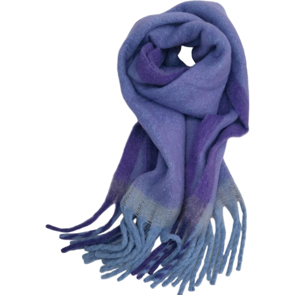 Urban Products Oslo Scarf Mauve Purple Blue Gradient Design - Lightweight Soft Fabric With Fringed Edges - 180cm