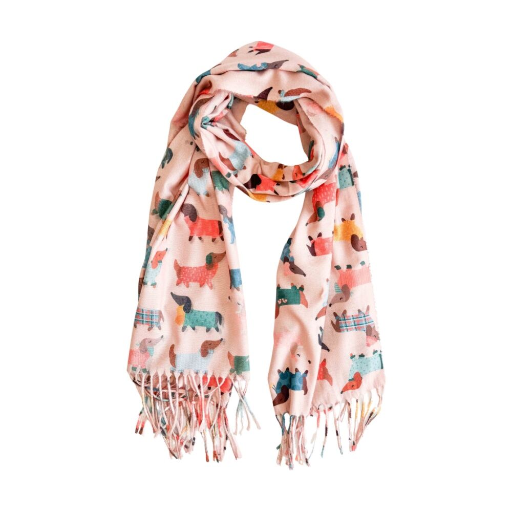 Urban Products 180cm Dashy Dog Scarf Pink Lightweight Fabric Fringed Edge