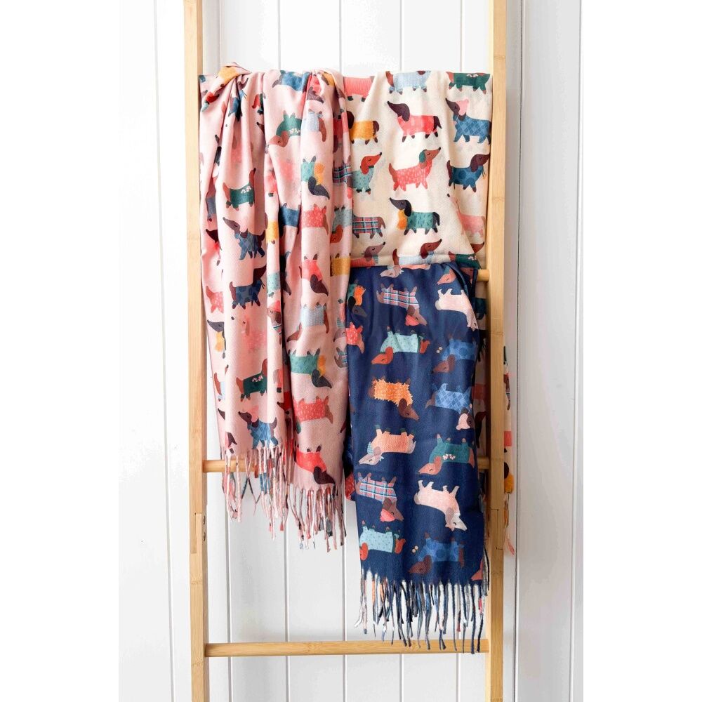 Urban Products 180cm Dashy Dog Scarf Navy Soft Lightweight Colourful Design — image 2