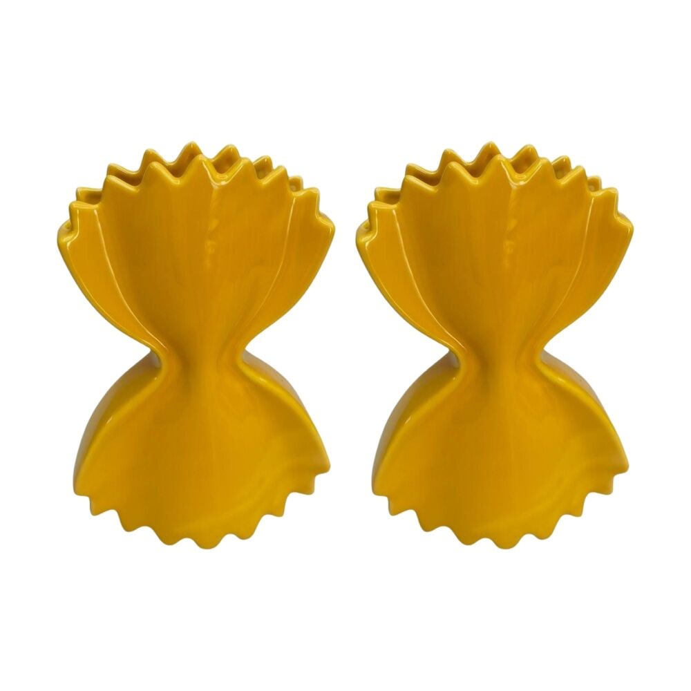 Urban Products Pasta Yellow Ceramic Glossy Finish Decorative Vase 24cm (2 Pack)