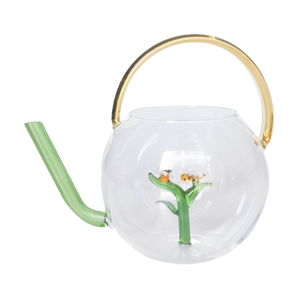 Urban Products Yellow/Green Bee Flower Watering Can Glass