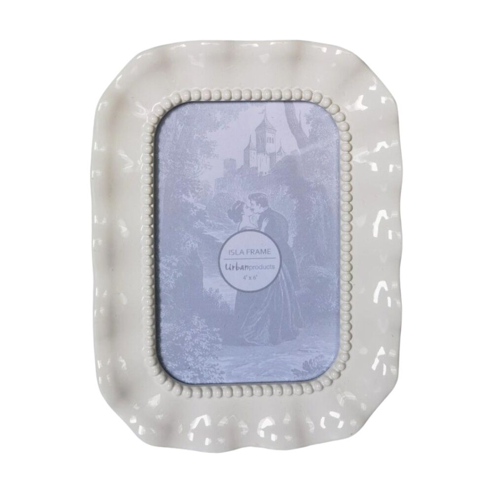 Urban Products Isla White Decorative Photo Frame Beaded Edge 4x6inch (2 Pack) — image 2