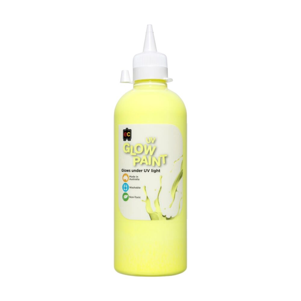 Educational Colours UV Glow Fluorescent Acrylic Paint Yellow 500ml 3y+ (2 Pack) — image 2
