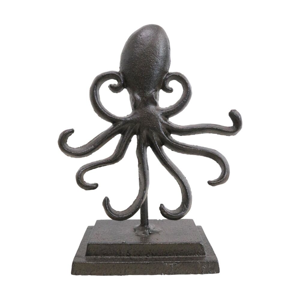 LVD 20x14.5x7cm Octopus On Stand Cast Iron Sculpture Nautical Home Decor