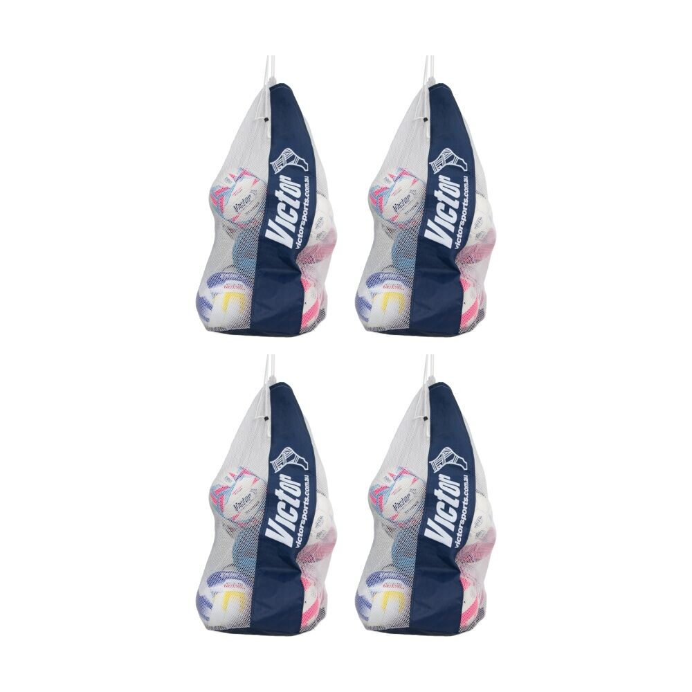 Victor Sports Mesh Ball Bag L Holds 15 Size 5 Balls w/ Drawstring Closing (4 Pack)