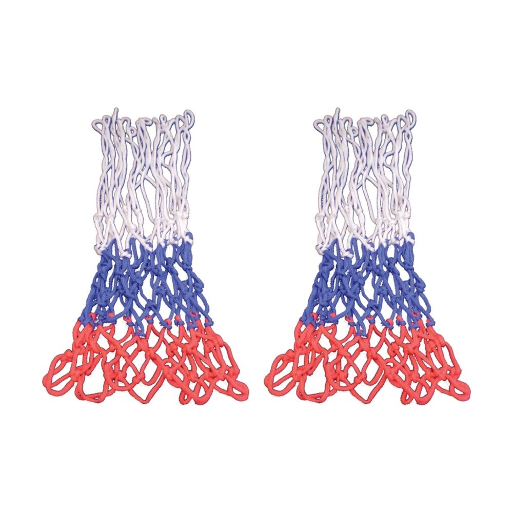 Victor Sports Nylon Standard Basketball Net Braided Red White Blue 3mm (2 Pack)