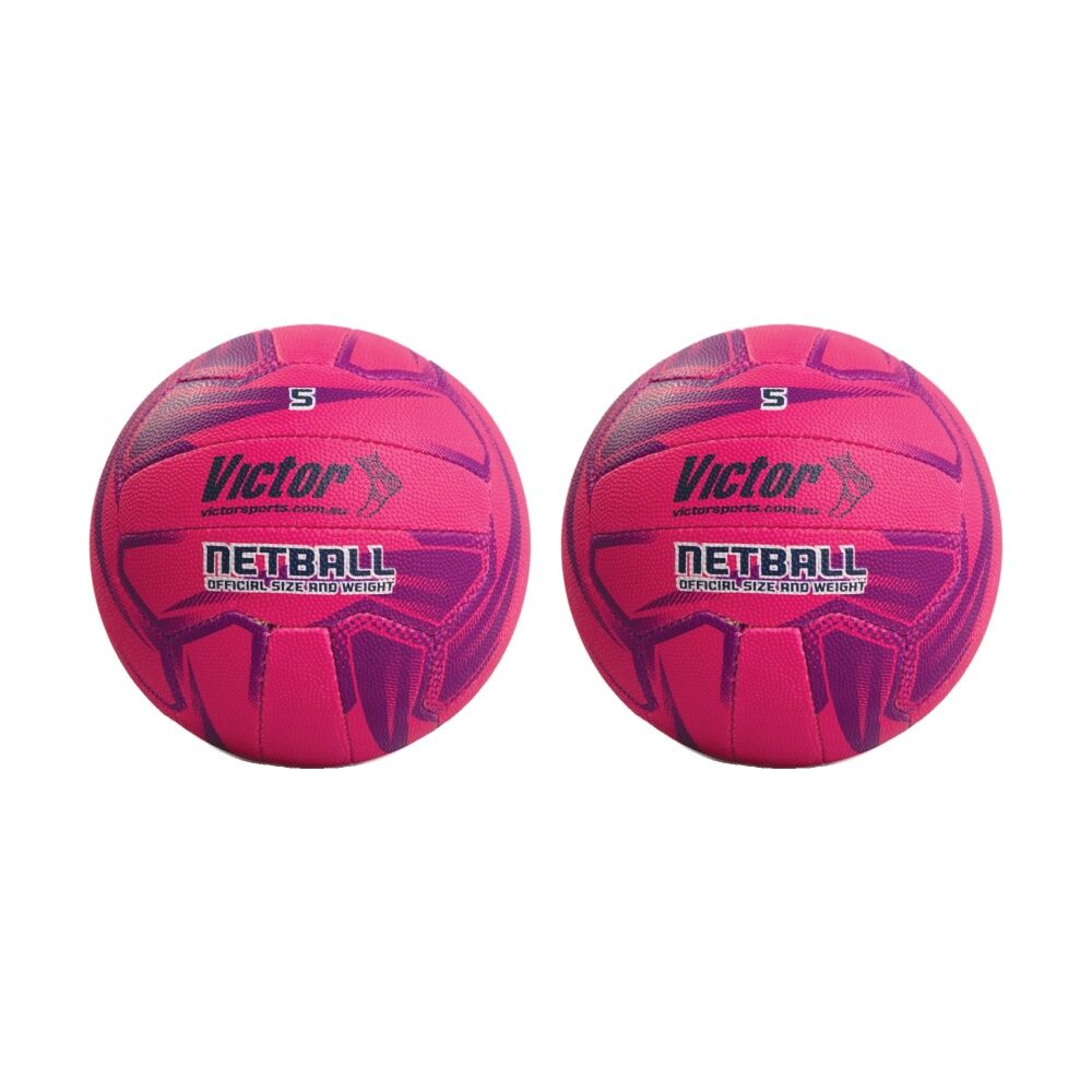 Victor Sports Pro Netball Size 5 Synthetic Rubber Training Pink (2 Pack)
