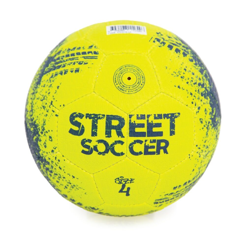Victor Sports Soccer Ball Street Size 4 - Durable Rubber Compound - Hand Stitched - Tyre Grip Finish For All Weather - Yellow - Suitable For Concrete — image 2