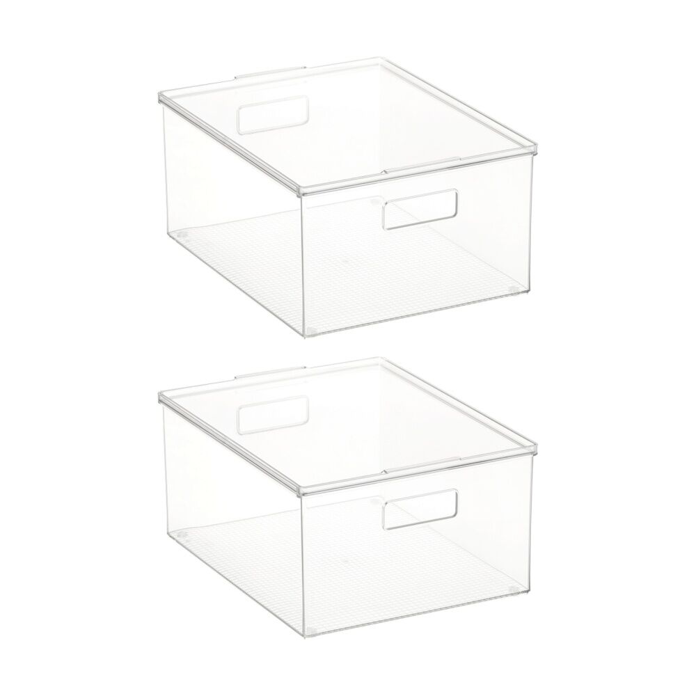 The Container Store Medium Storage Box w/ Lid Clear 39x30x18cm (2 Pack)