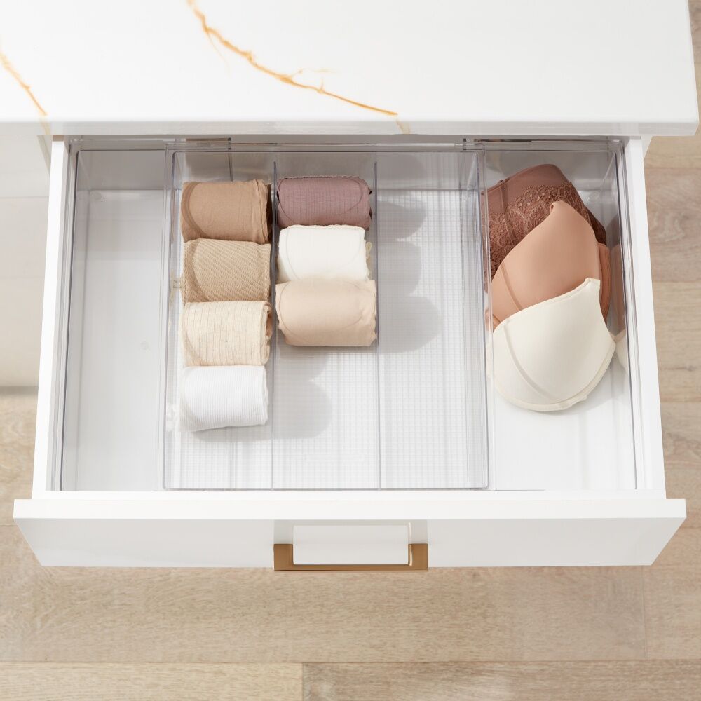 The Container Store 3 Section Expandable Drawer Organiser - Clear Polyethylene Terephthalate - Adjustable Width for Custom Fit — image 3