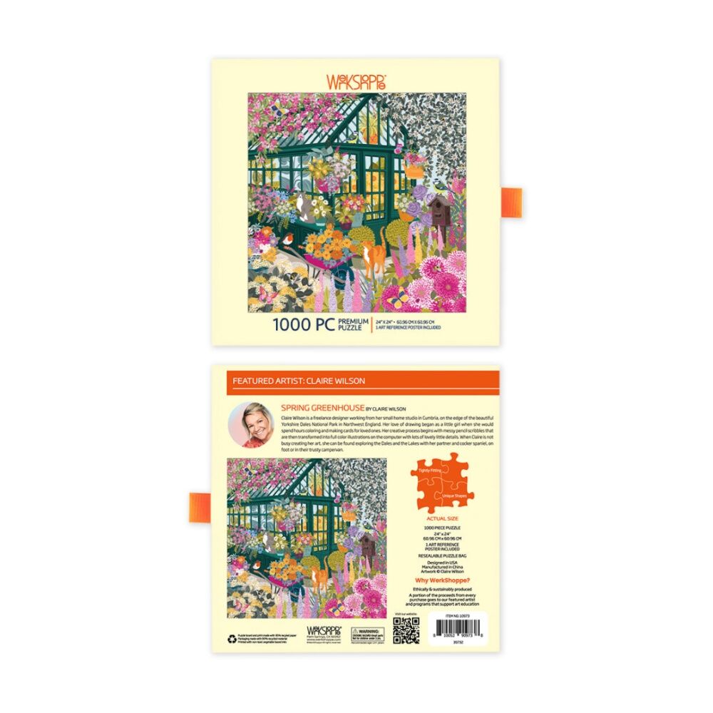 Werkshoppe Spring Greenhouse Colourful Flower Illustration Puzzle (1000 Pieces) — image 3