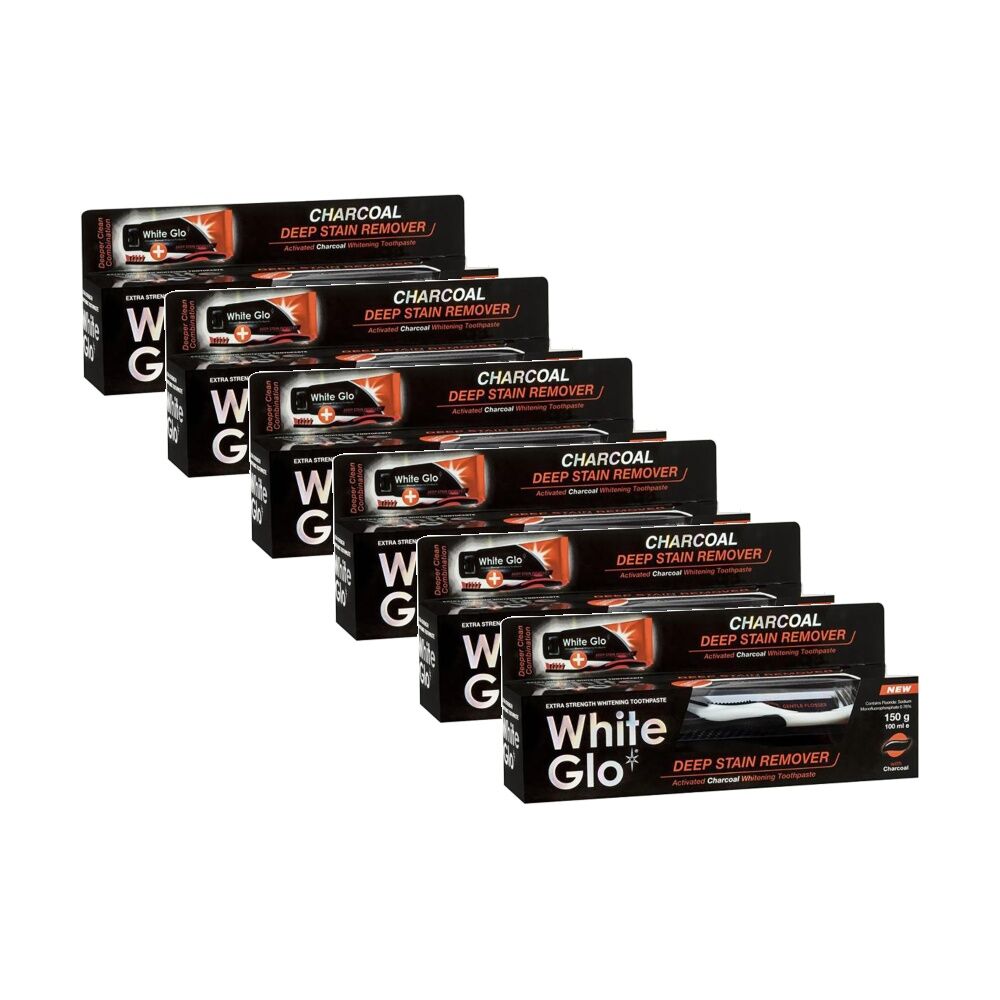 White Glo Deep Stain Remover Toothbrush & Toothpaste Set 150g (6 Pack)