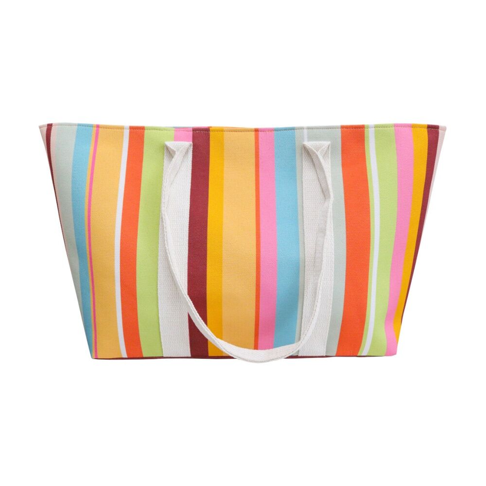 LVD 55x15x30cm Multicoloured Striped Beach Essentials Tote Bag