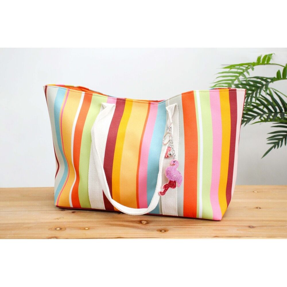 LVD 55x15x30cm Multicoloured Striped Beach Essentials Tote Bag — image 2
