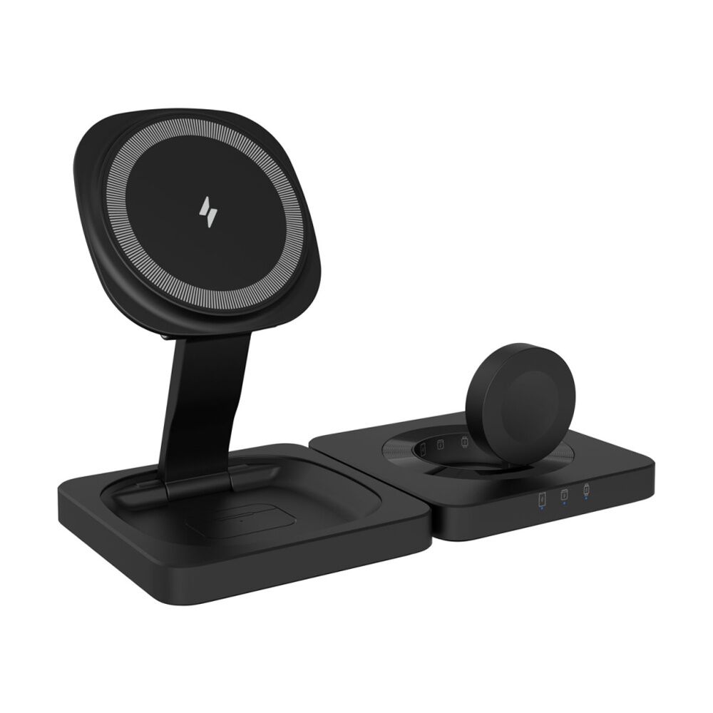 Chargecore Black 3 In 1 Wireless Foldable Magnetic Fast 15W Charger