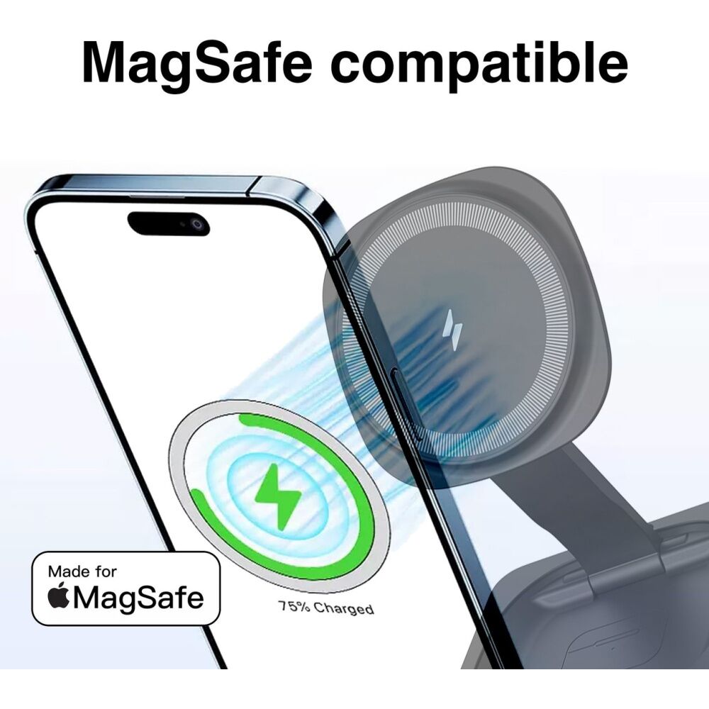 Chargecore Black 3 In 1 Wireless Foldable Magnetic Fast 15W Charger — image 2