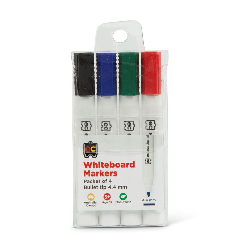 Educational Colours 4pc Educational Colours Whiteboard Thick Coloured Marker Nib Size 3y Assorted (4 Pack) — image 2