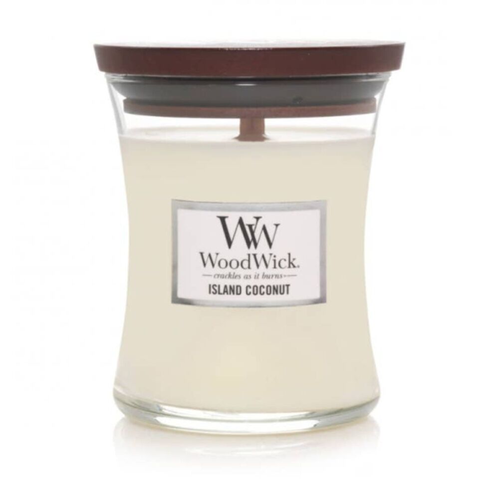 Woodwick Island Coconut Scented Soy Wax Candle Crackling Wick Tropical