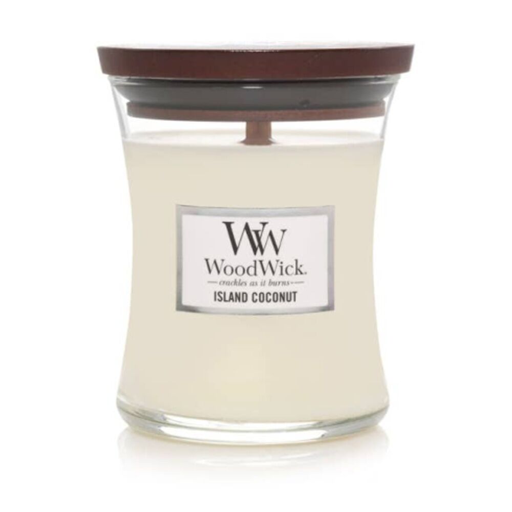 Woodwick Island Coconut Scented Soy Wax Candle Crackling Wick Tropical Mini Woodwick