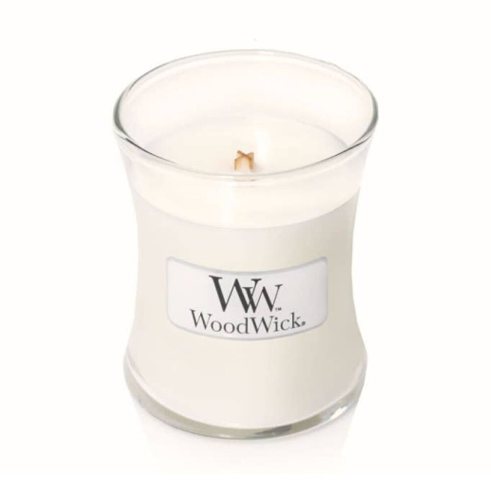 Woodwick Linen Scented Soy Wax Candle Crackling Wick Fresh Clean Mini Woodwick — image 2