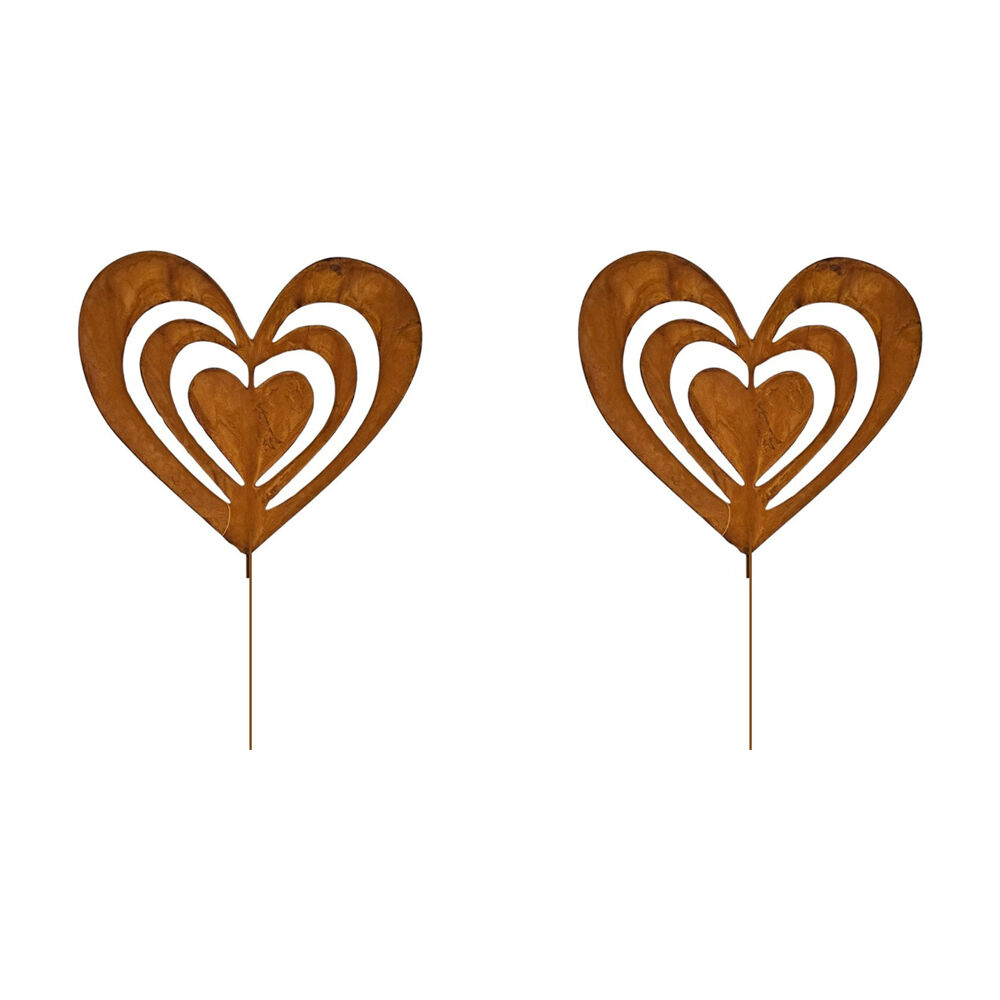 Bronrob Cut Out Love Heart Outdoor Garden Decorative Stake Large 45x20.9cm (2 Pack)
