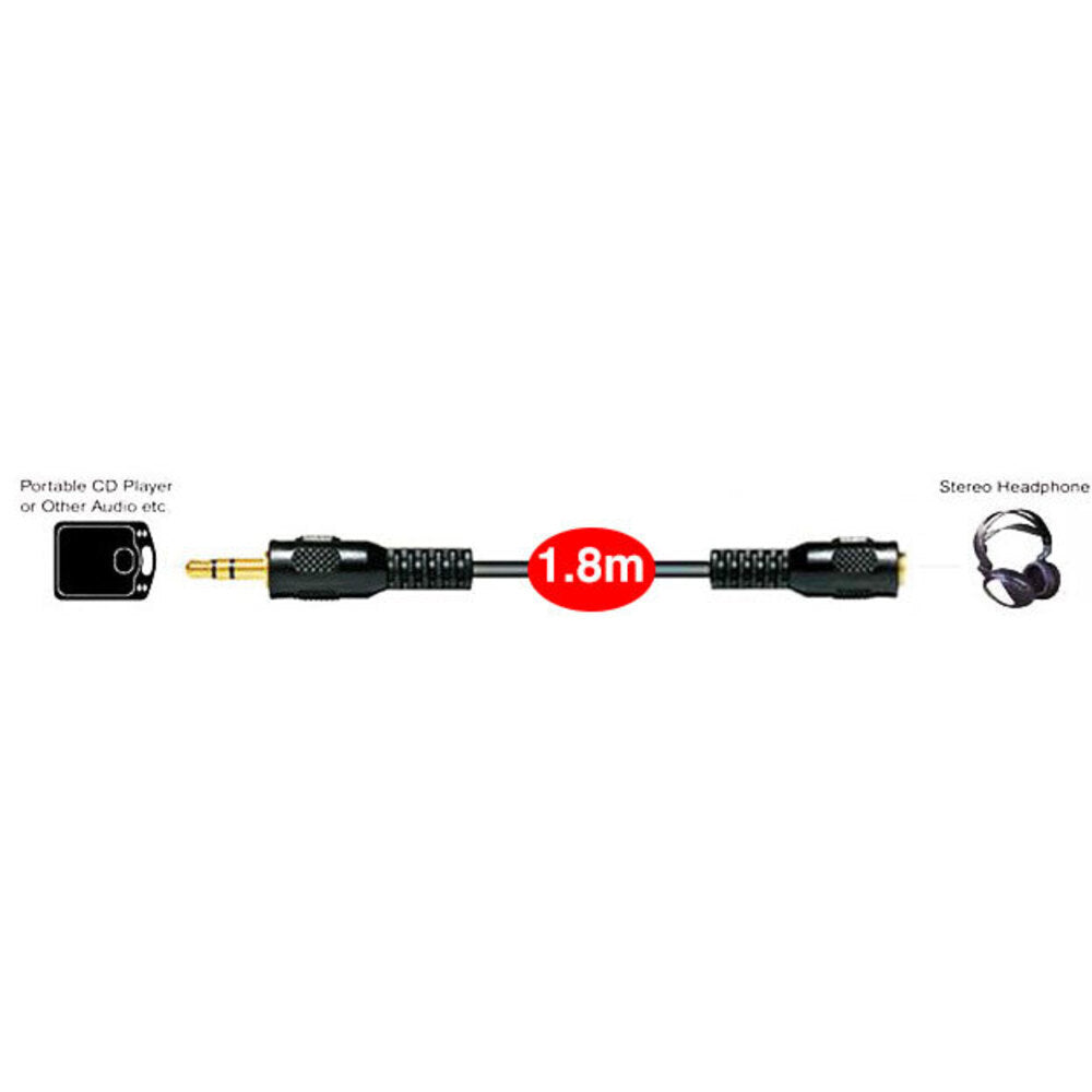 Sansai 1.8m Stereo AUX/Cable Audio 3.5mm Male to Female/Auxiliary Extension — image 2