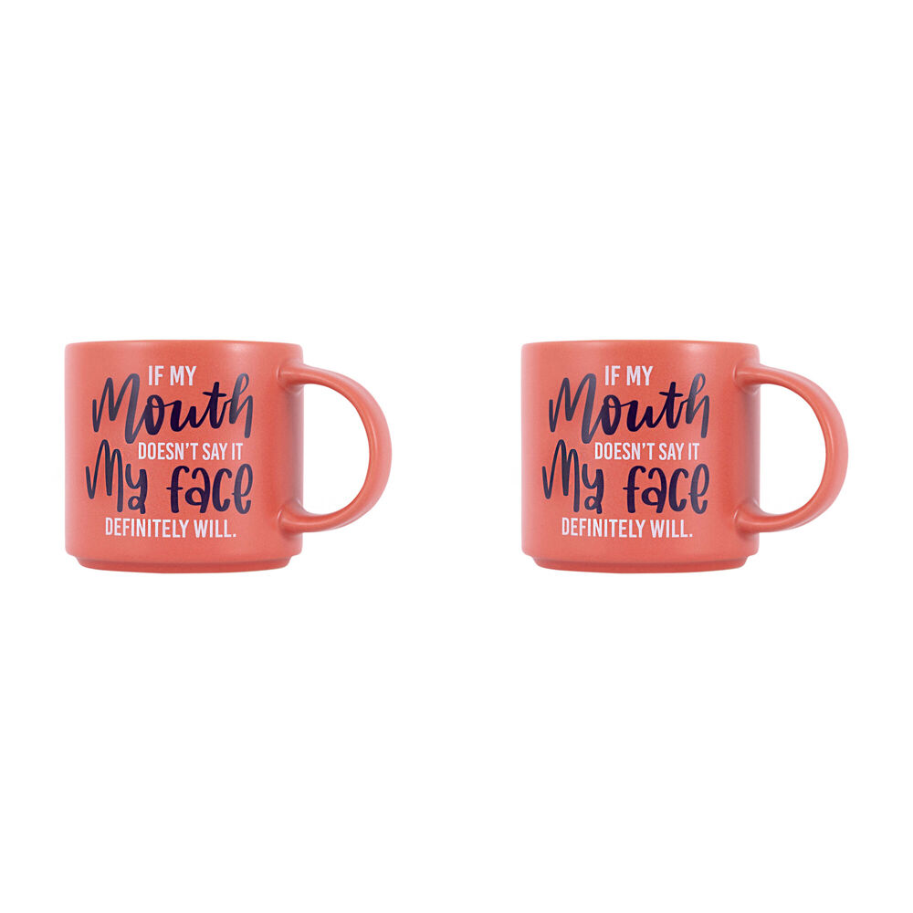 Splosh Cheeky Face Ceramic Coffee/Tea Home/Office Mug Drinkware 9x13.5cm Red (2 Pack)