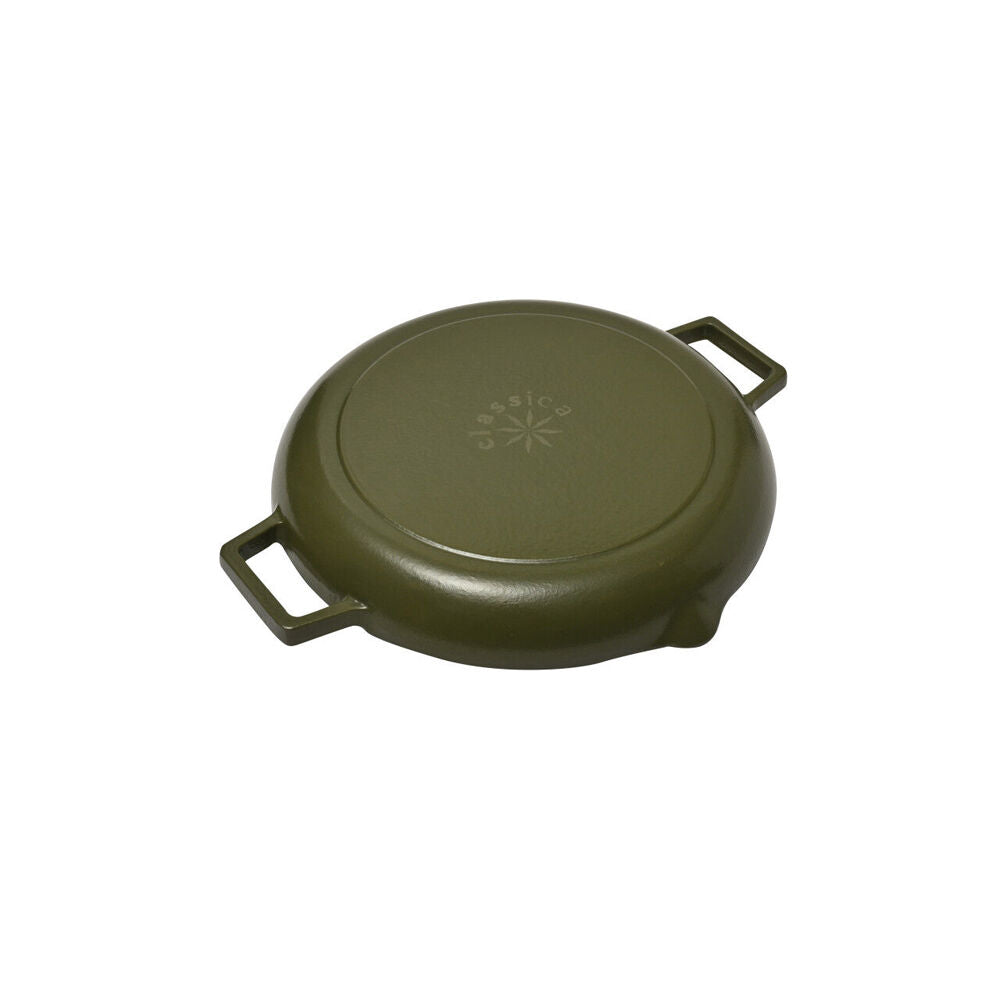 Classica Cast Iron Grill Pan Kitchen Cooking Frying Cookware 31cm Olive Green — image 2