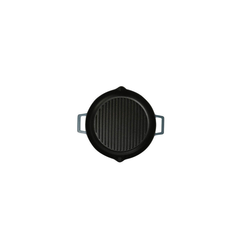 Classica Cast Iron Grill Pan Enamel Coating Cooking Frypan 31cm Sky Blue — image 3