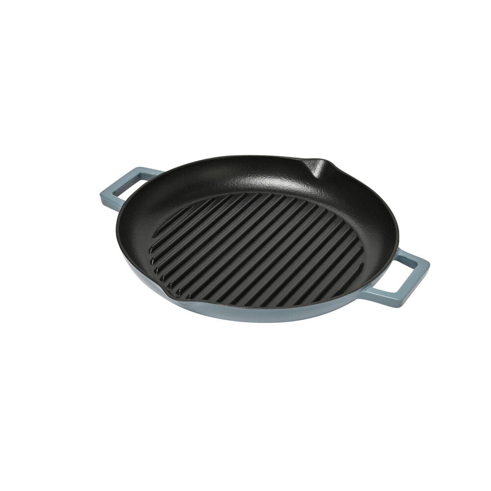 Classica Cast Iron Grill Pan Enamel Coating Cooking Frypan 31cm Sky Blue — image 2