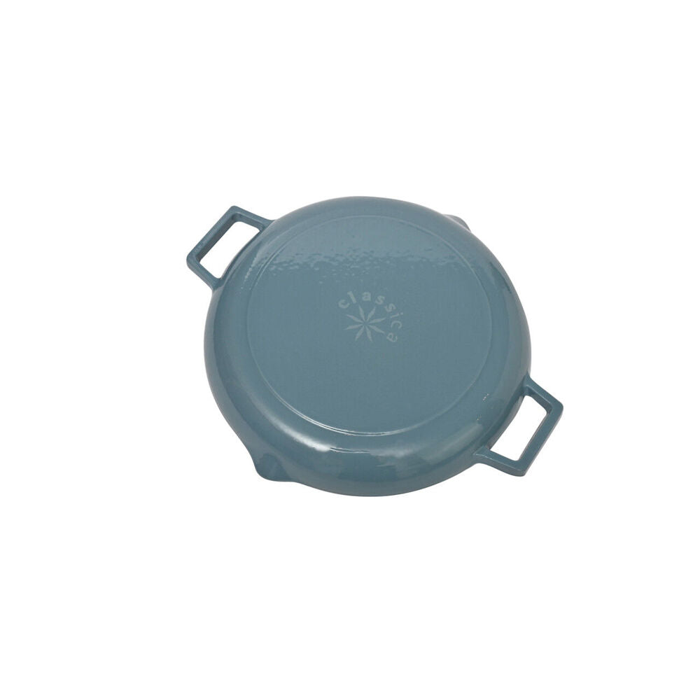Classica Cast Iron Grill Pan Enamel Coating Cooking Frypan 31cm Sky Blue — image 4