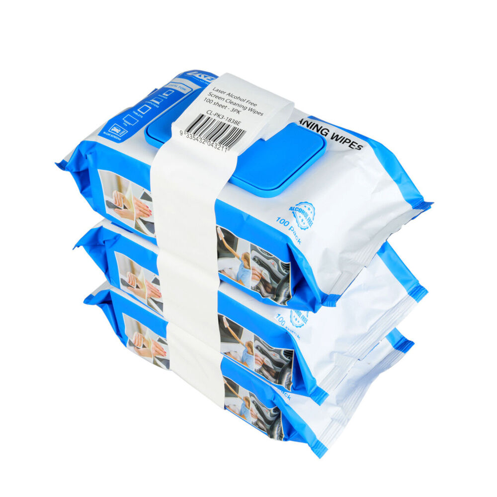 Laser Screen Cleaning Wipes 100-Sheets For TV/Phone/Laptop Monitor (3 Pieces)