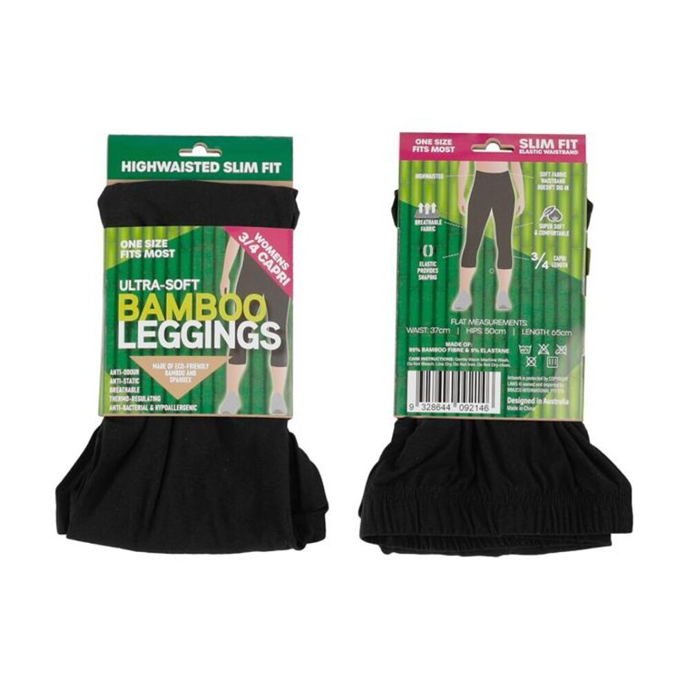 Brazco Ladies Bamboo Leggings 3/4 Length High Waist Slim Fit One Size (3 Pack) — image 2