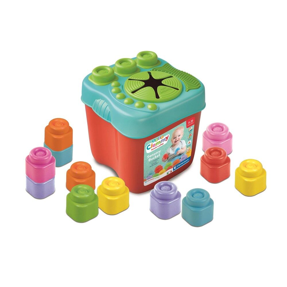Clementoni Soft Clemmy Touch & Play Sensory Bucket Toy Baby/Infant 6m+ (15 Pieces)