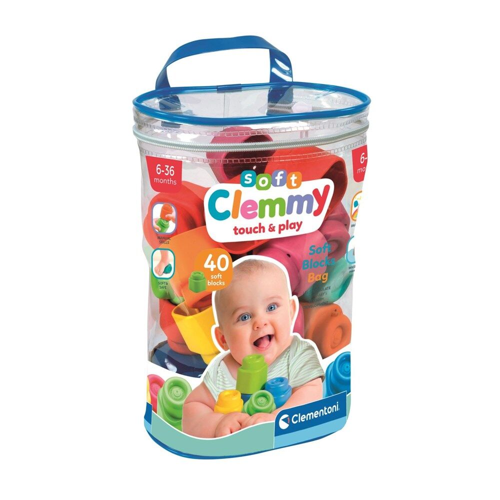 Clementoni Soft Clemmy Touch & Play Soft Blocks Toy Baby/Infant 6m+ (40 Pieces)